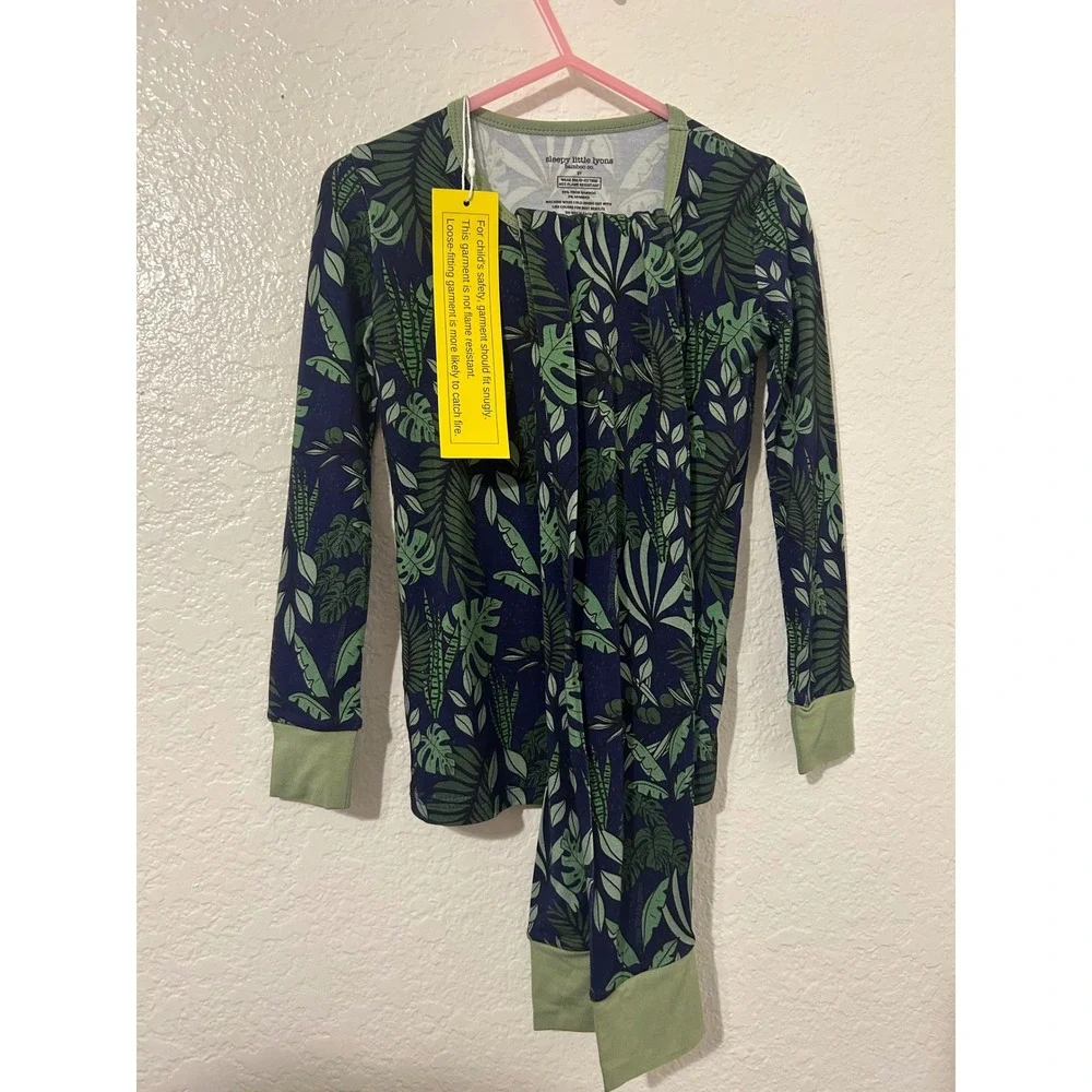 Sleepy Little Lyons Bamboo Toddler Pajamas 3T Tropical Leaf Unisex NEW